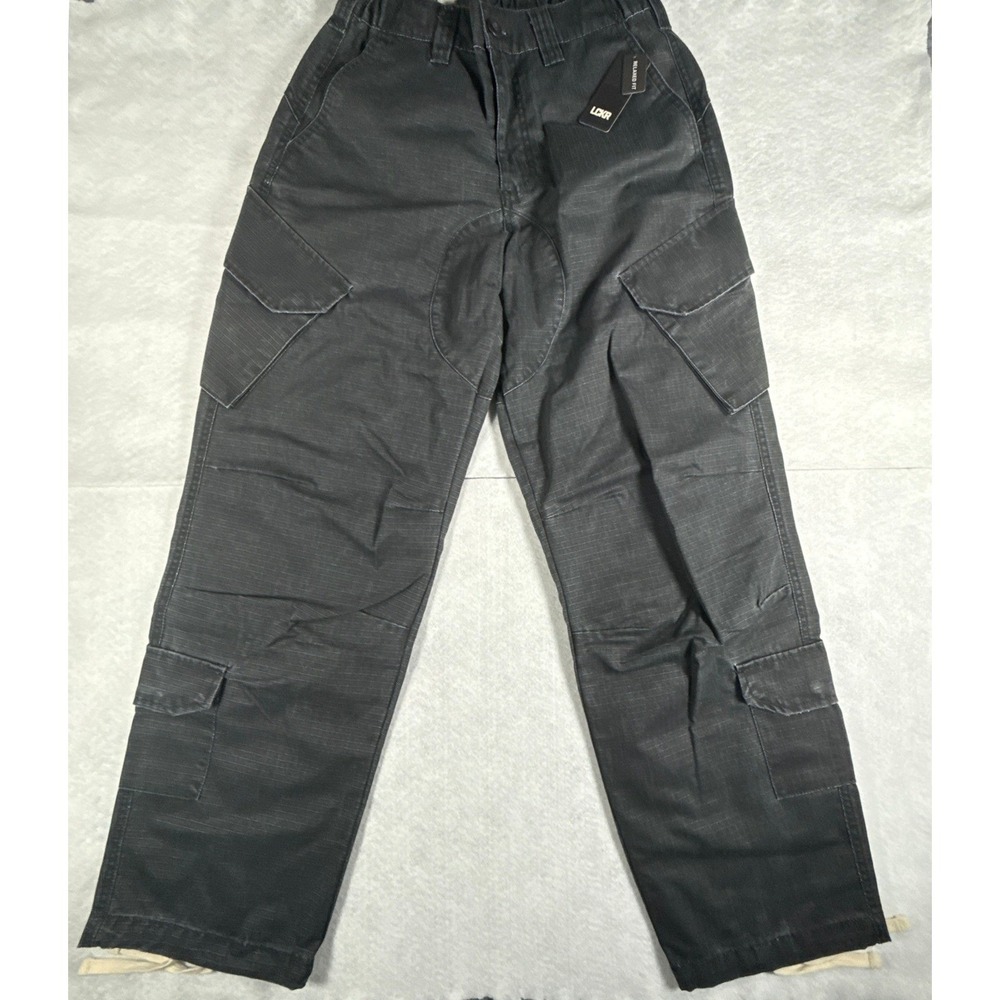 LCKR Mens Palermo Cargo Pants Small Black Relaxed Fit Utility Ripstop NWT
